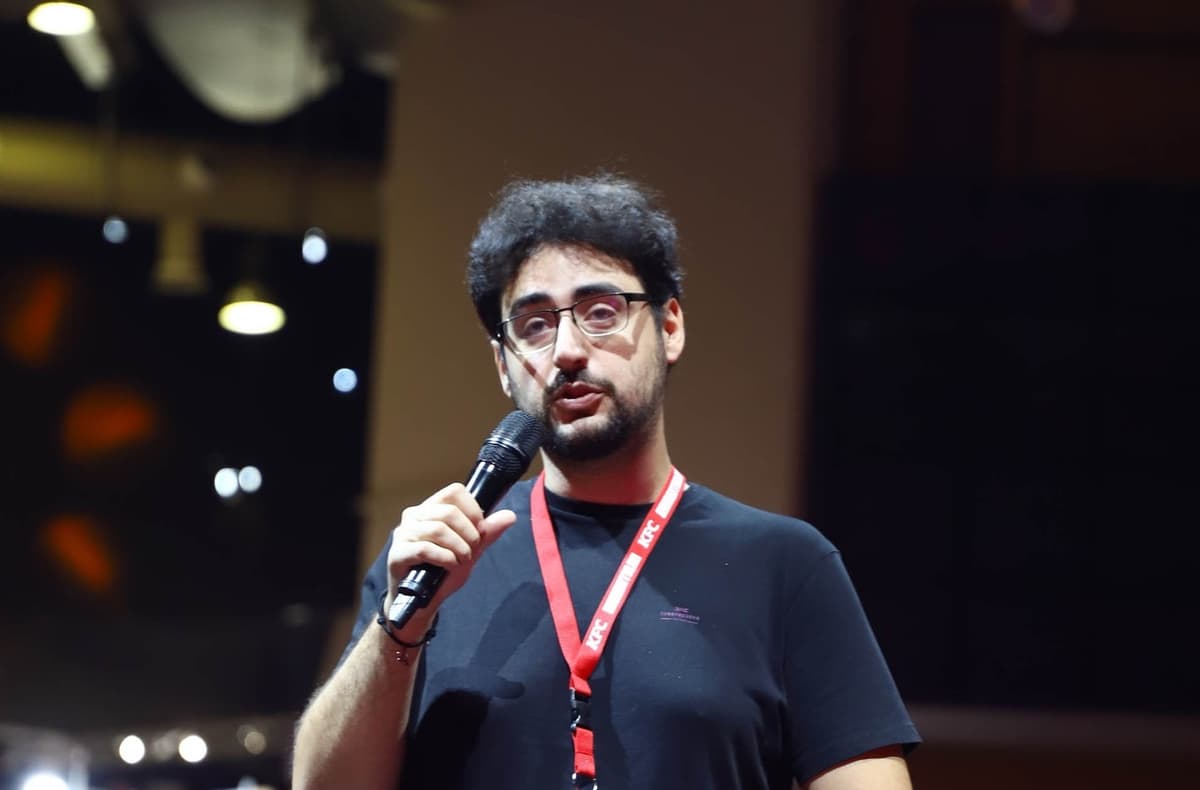 Aimilios Seimenis speaking at GameAthlon 2023.